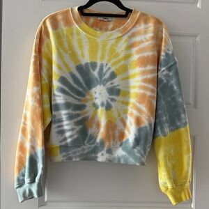 Agolde Balloon Sleeve Tie-Dye 100% Cotton Relaxed Fit French Terry Sweatshirt